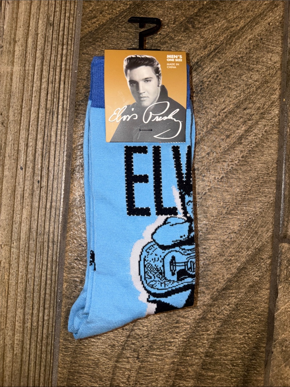 Men's Elvis Presley Light Blue Graphic Crew Socks
